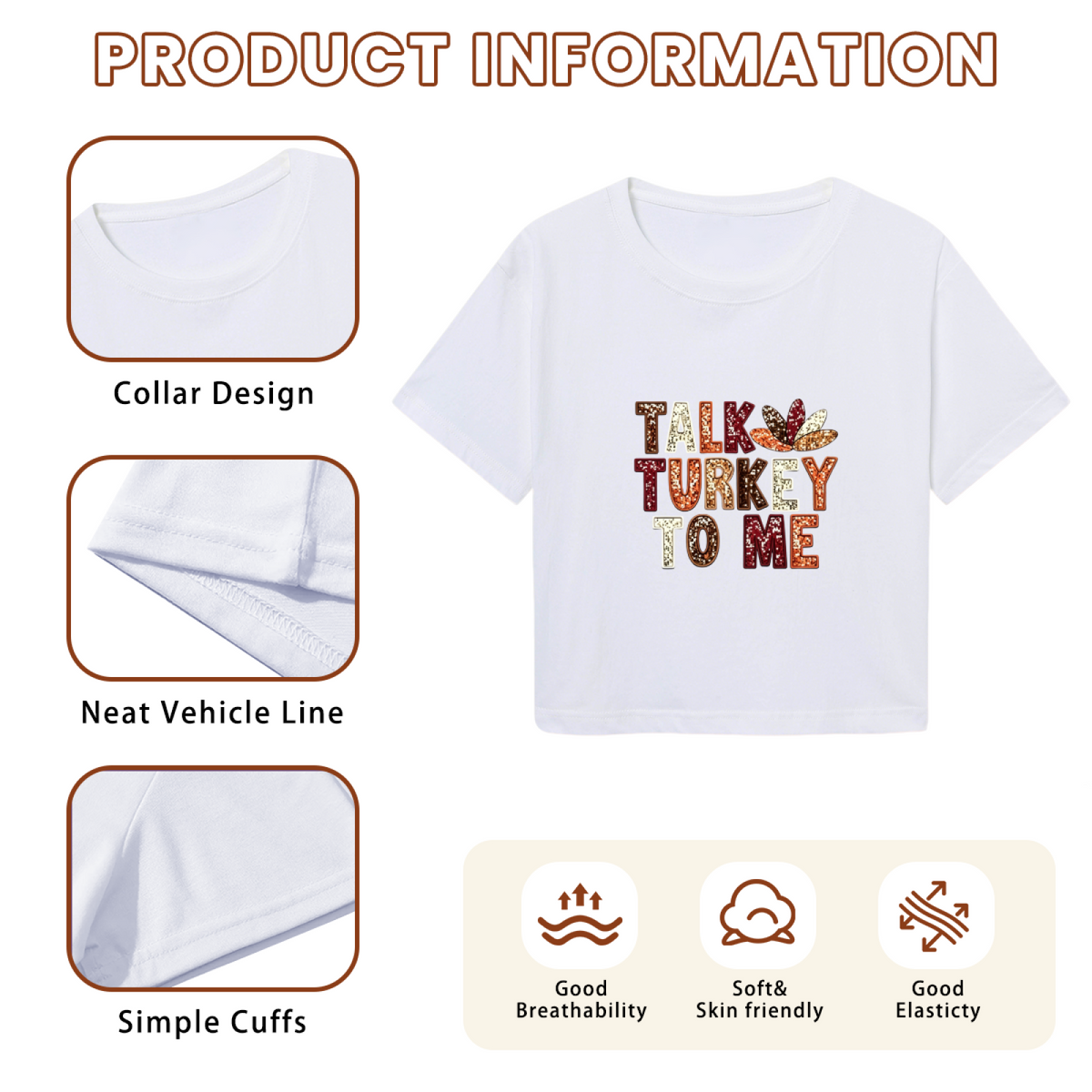 Talk Turkey To Me Fun Thanksgiving Fall Graphic Crop Top