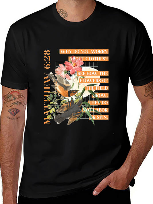 Matthew 6:28 Graphic Tee - Inspirational Bible Verse T-Shirt