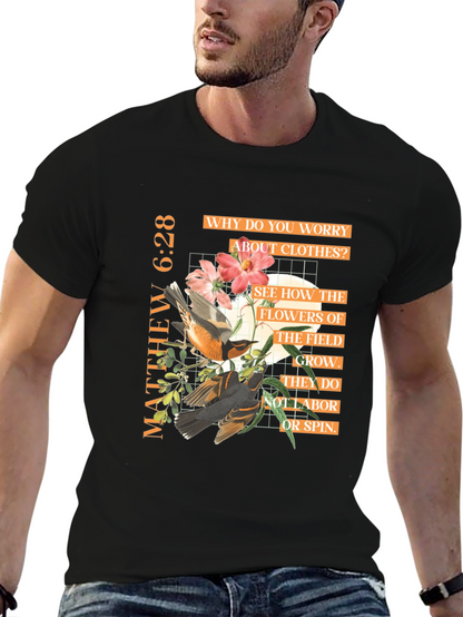 Matthew 6:28 Graphic Tee - Inspirational Bible Verse T-Shirt