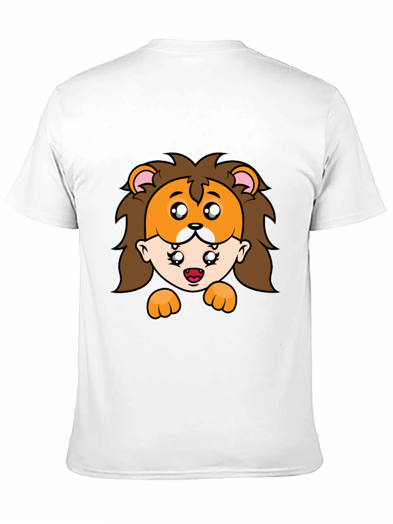 Lion Mask Cartoon Graphic Black T-Shirt