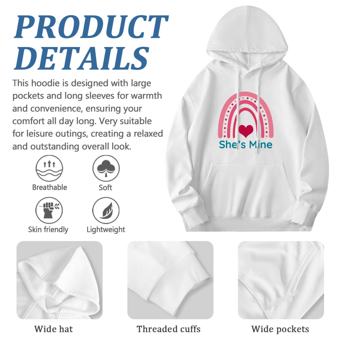 Trendy Hooded Sweatshirt - Inspirational Quote
