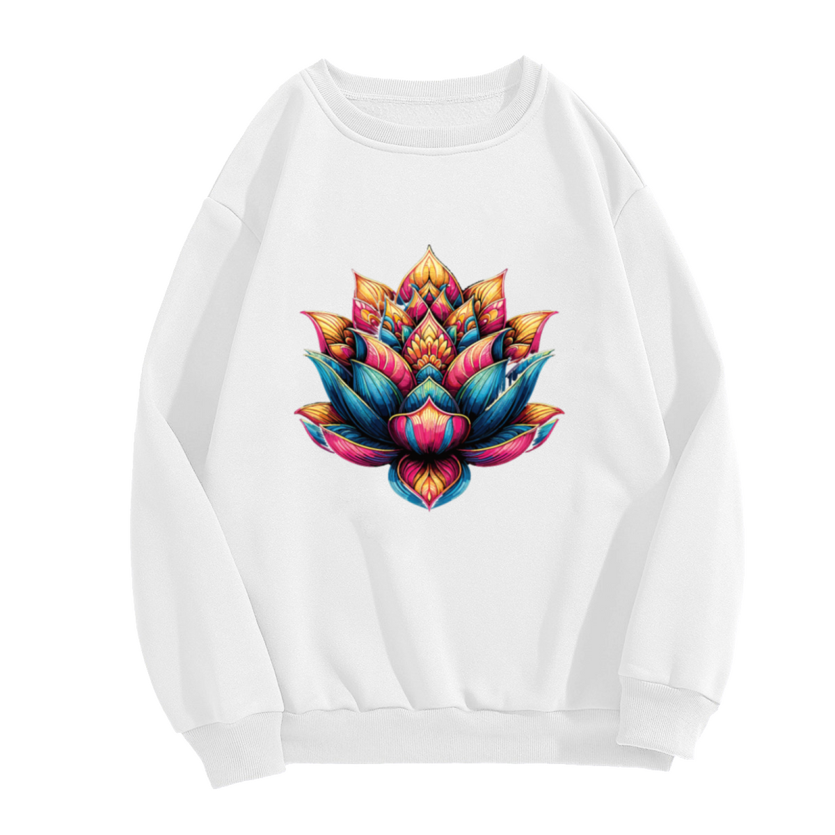 Ornate Lotus Flower Sweatshirt - Decorative Mandala Lotus Crewneck, Bohemian Floral Medallion Pullover, Art Deco Bloom Sweatshirt, Yoga Gift Top