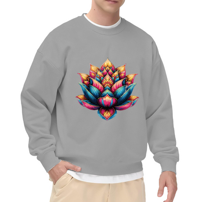 Ornate Lotus Flower Sweatshirt - Decorative Mandala Lotus Crewneck, Bohemian Floral Medallion Pullover, Art Deco Bloom Sweatshirt, Yoga Gift Top