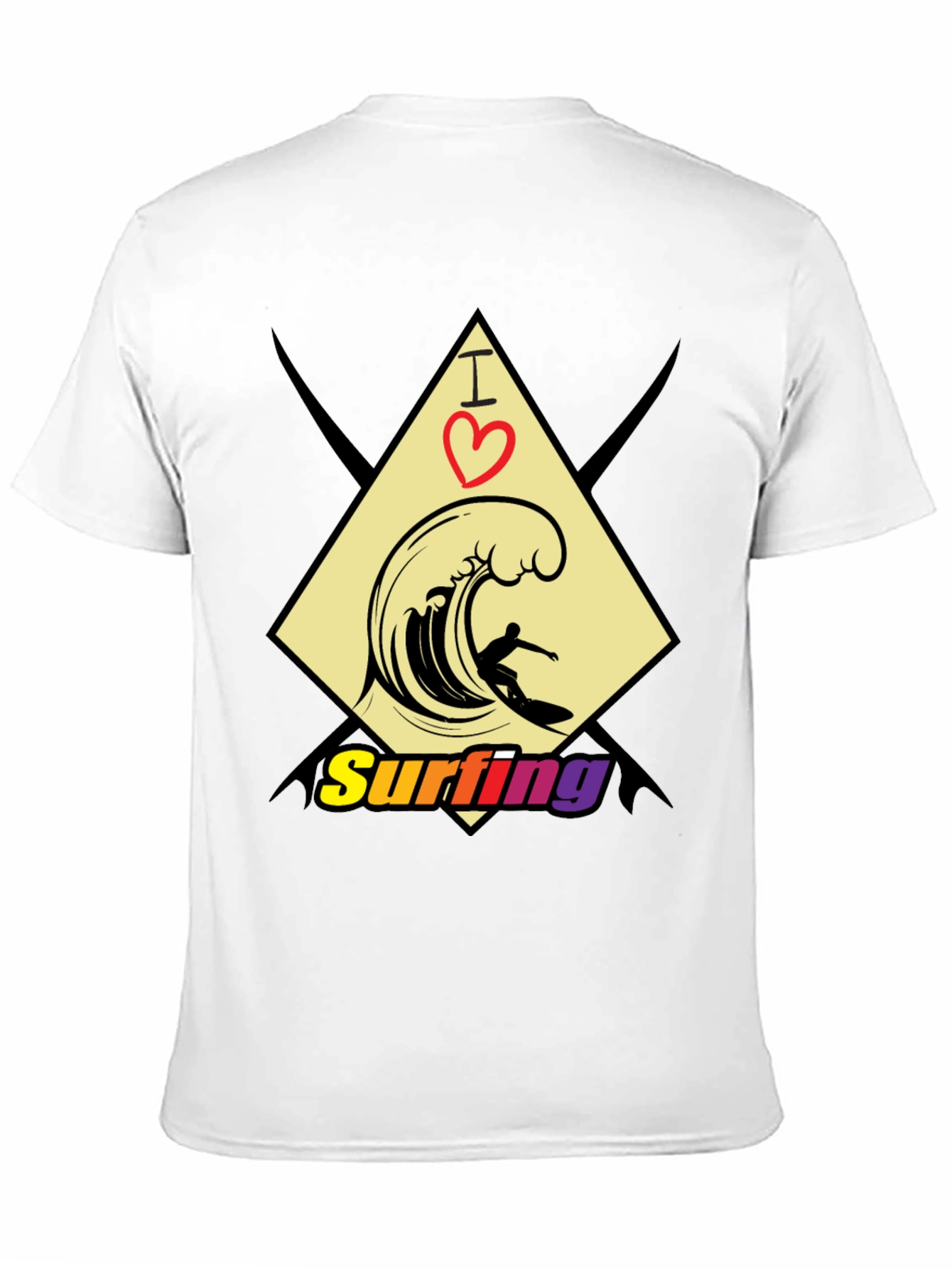 I Love Surfing Black T-Shirt - Stylish Graphic Tee