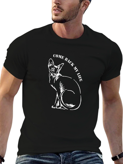 Come Back My Life Cat Graphic Black T-Shirt