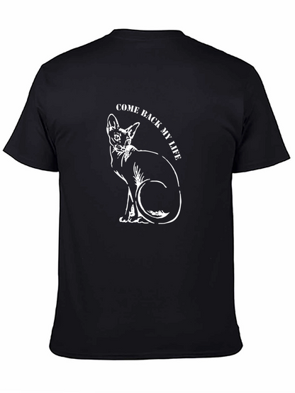 Come Back My Life Cat Graphic Black T-Shirt
