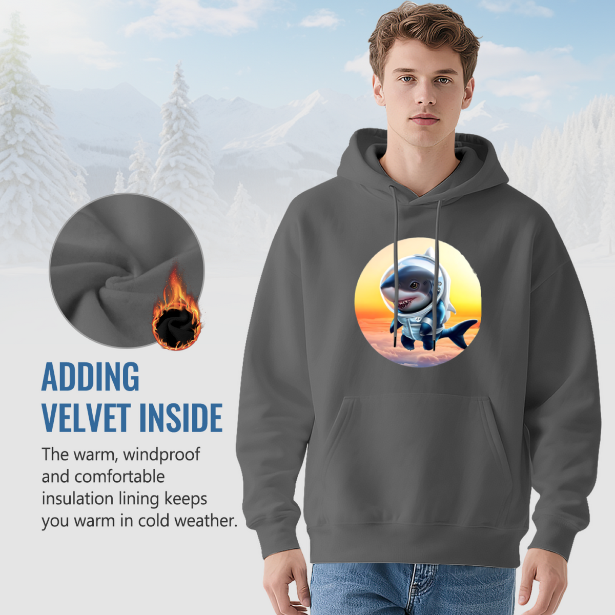 Unisex Graphic Hoodie - Circular Graphic Shark