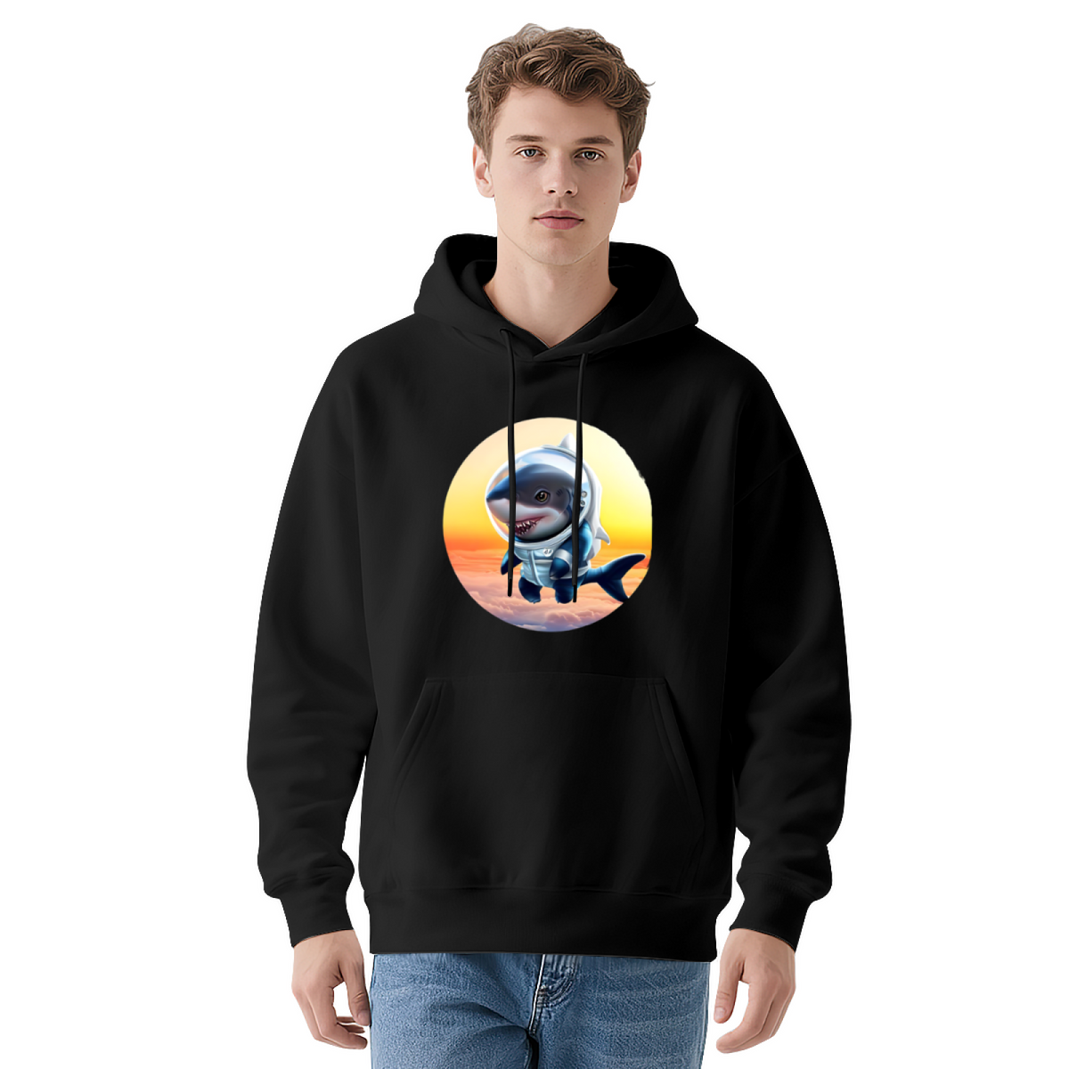 Unisex Graphic Hoodie - Circular Graphic Shark