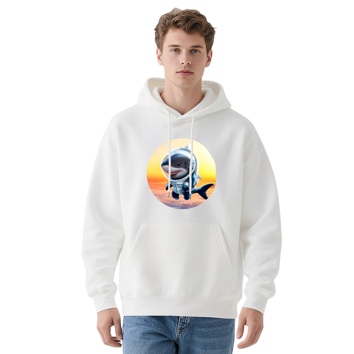 Unisex Graphic Hoodie - Circular Graphic Shark