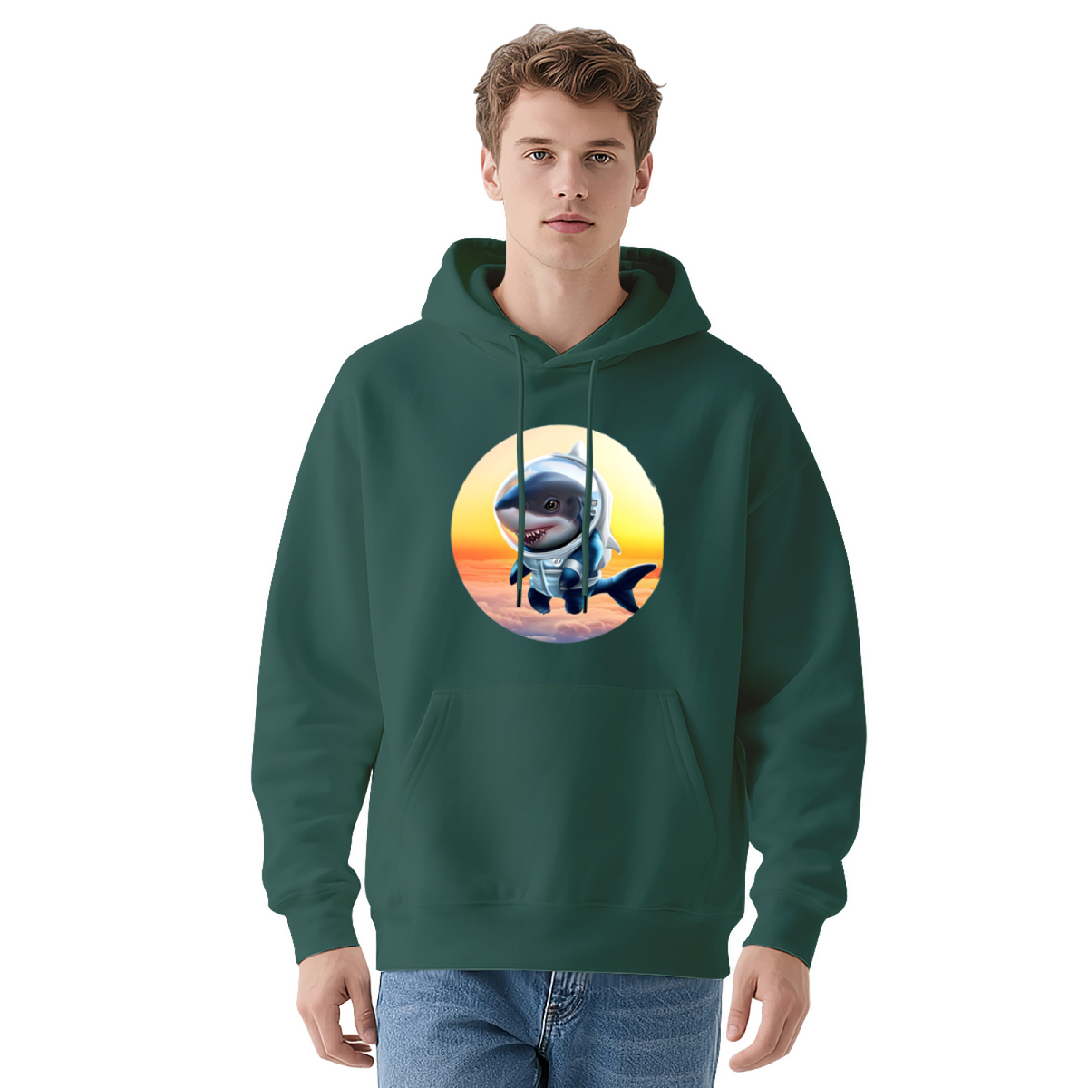 Unisex Graphic Hoodie - Circular Graphic Shark