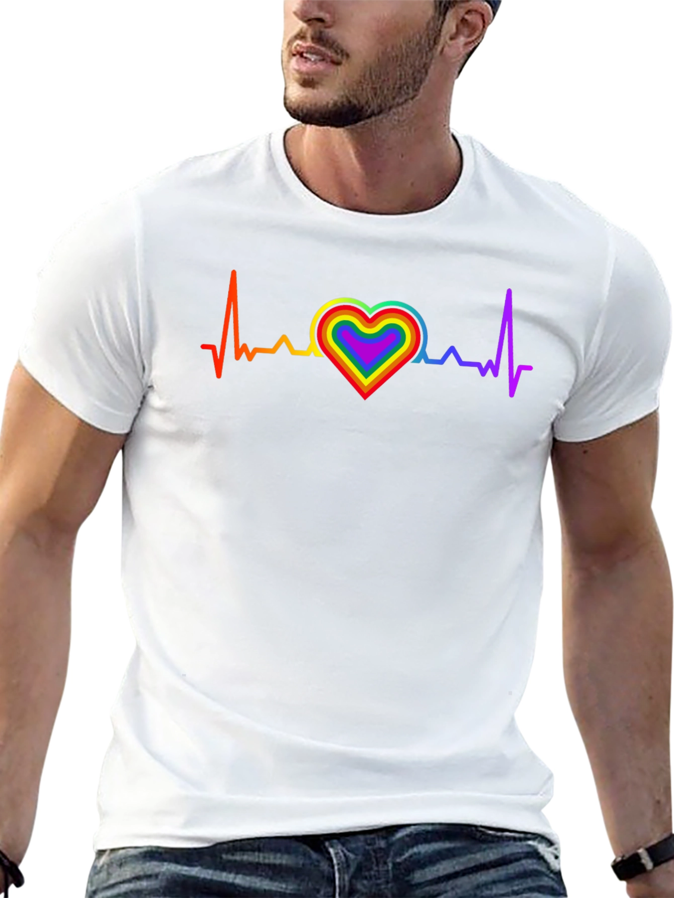 LGBT Heartbeat Black Graphic Tee
