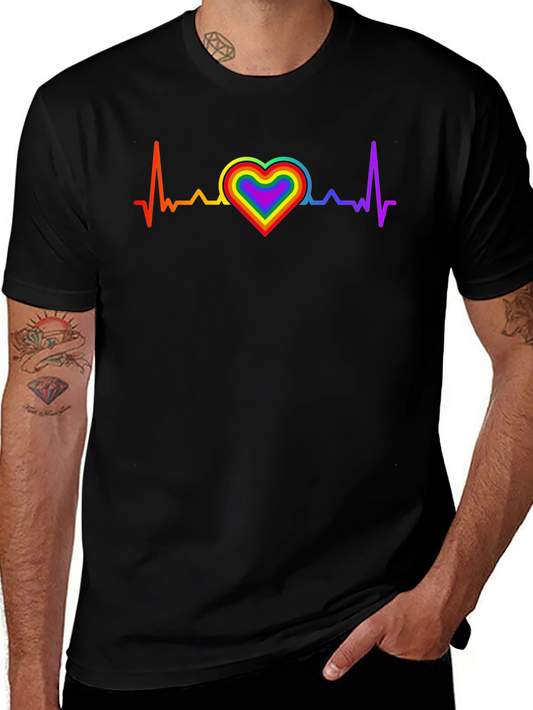 LGBT Heartbeat Black Graphic Tee