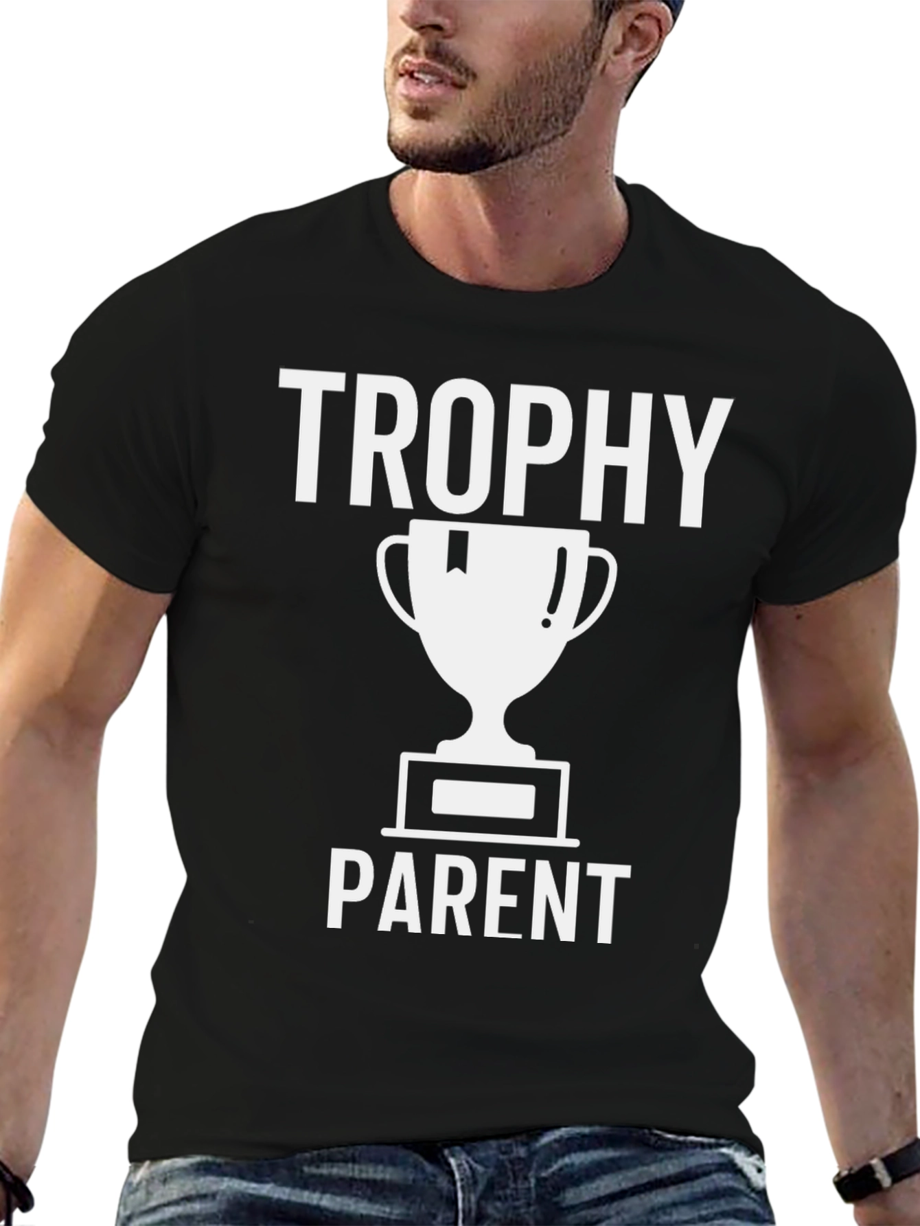 Trophy Parent Graphic T-Shirt - Black Crew Neck Tee