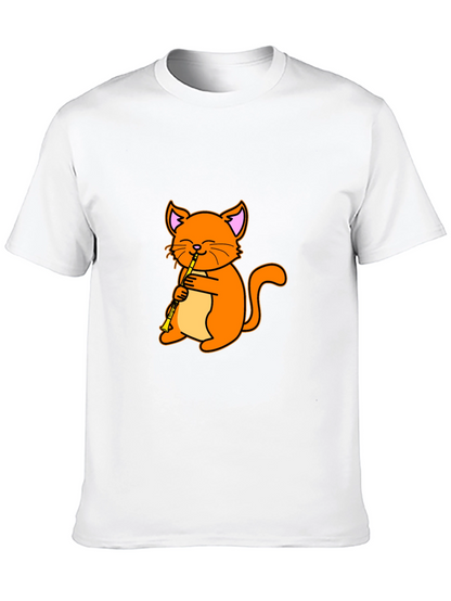 Cat Playing Clarinet Black T-Shirt