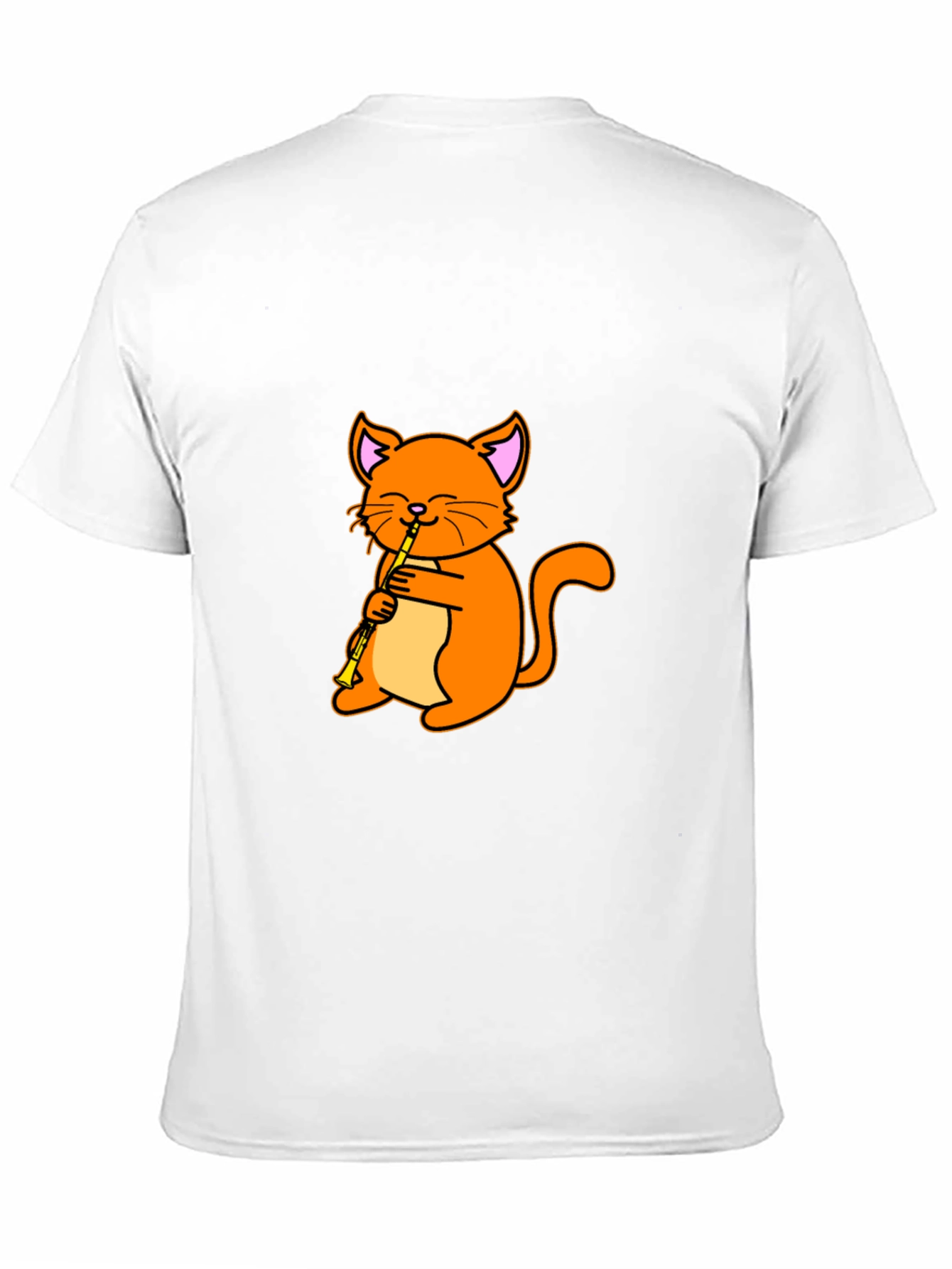 Cat Playing Clarinet Black T-Shirt