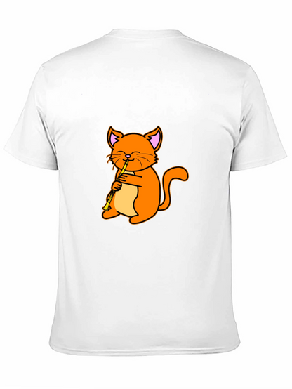 Cat Playing Clarinet Black T-Shirt