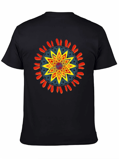 Geometric Mandala Graphic Black Tee