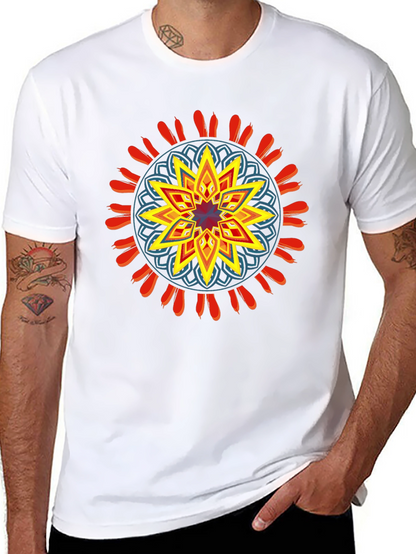 Geometric Mandala Graphic Black Tee