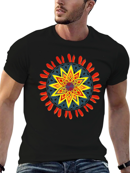 Geometric Mandala Graphic Black Tee