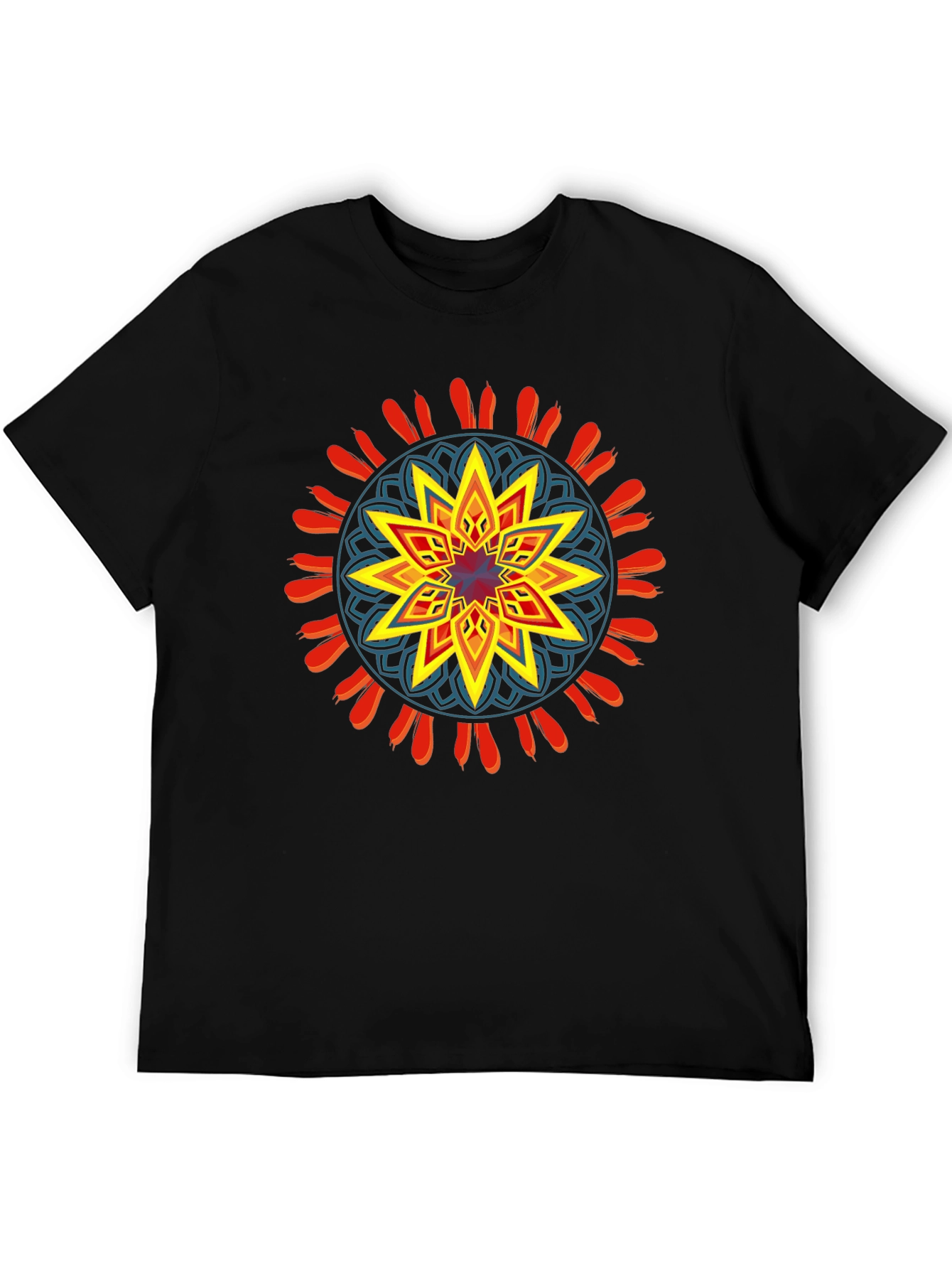 Geometric Mandala Graphic Black Tee