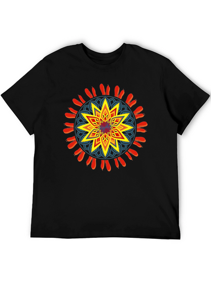 Geometric Mandala Graphic Black Tee
