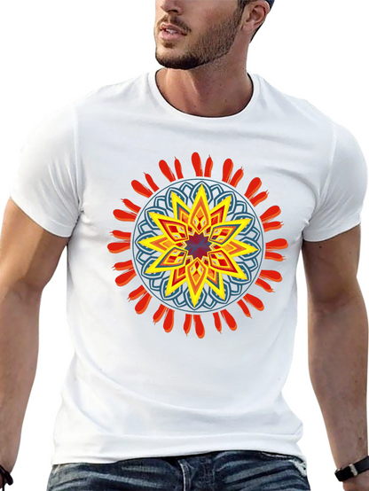 Geometric Mandala Graphic Black Tee