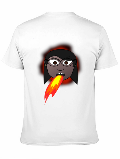 Fiery Cartoon Woman Graphic Tee
