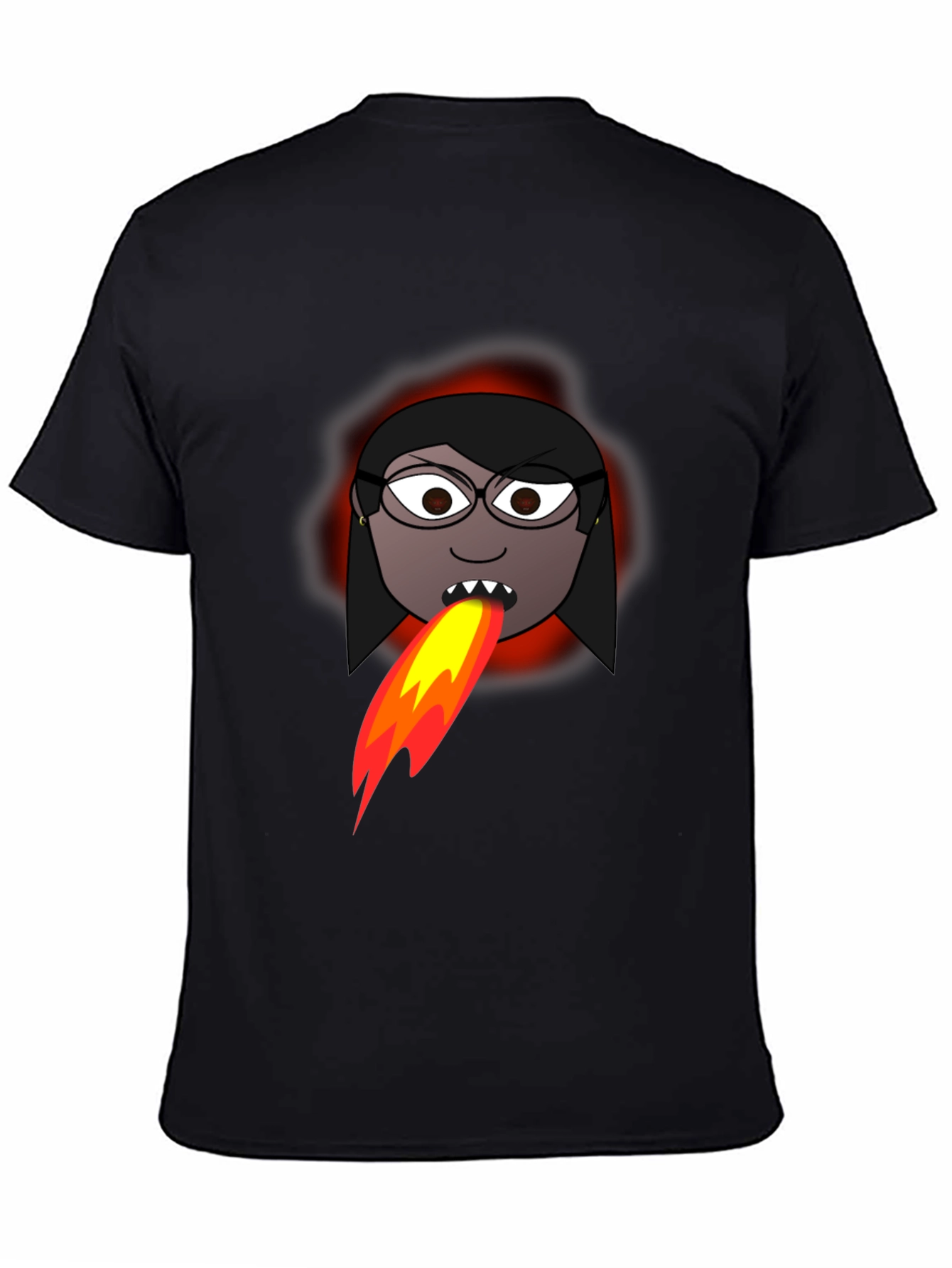 Fiery Cartoon Woman Graphic Tee