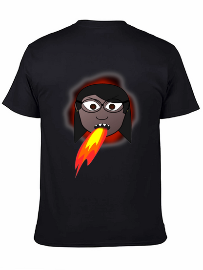 Fiery Cartoon Woman Graphic Tee