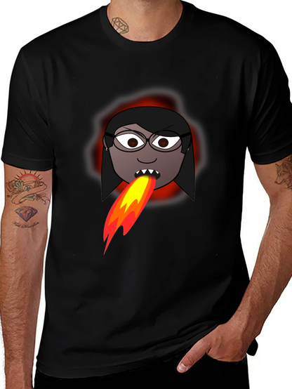 Fiery Cartoon Woman Graphic Tee