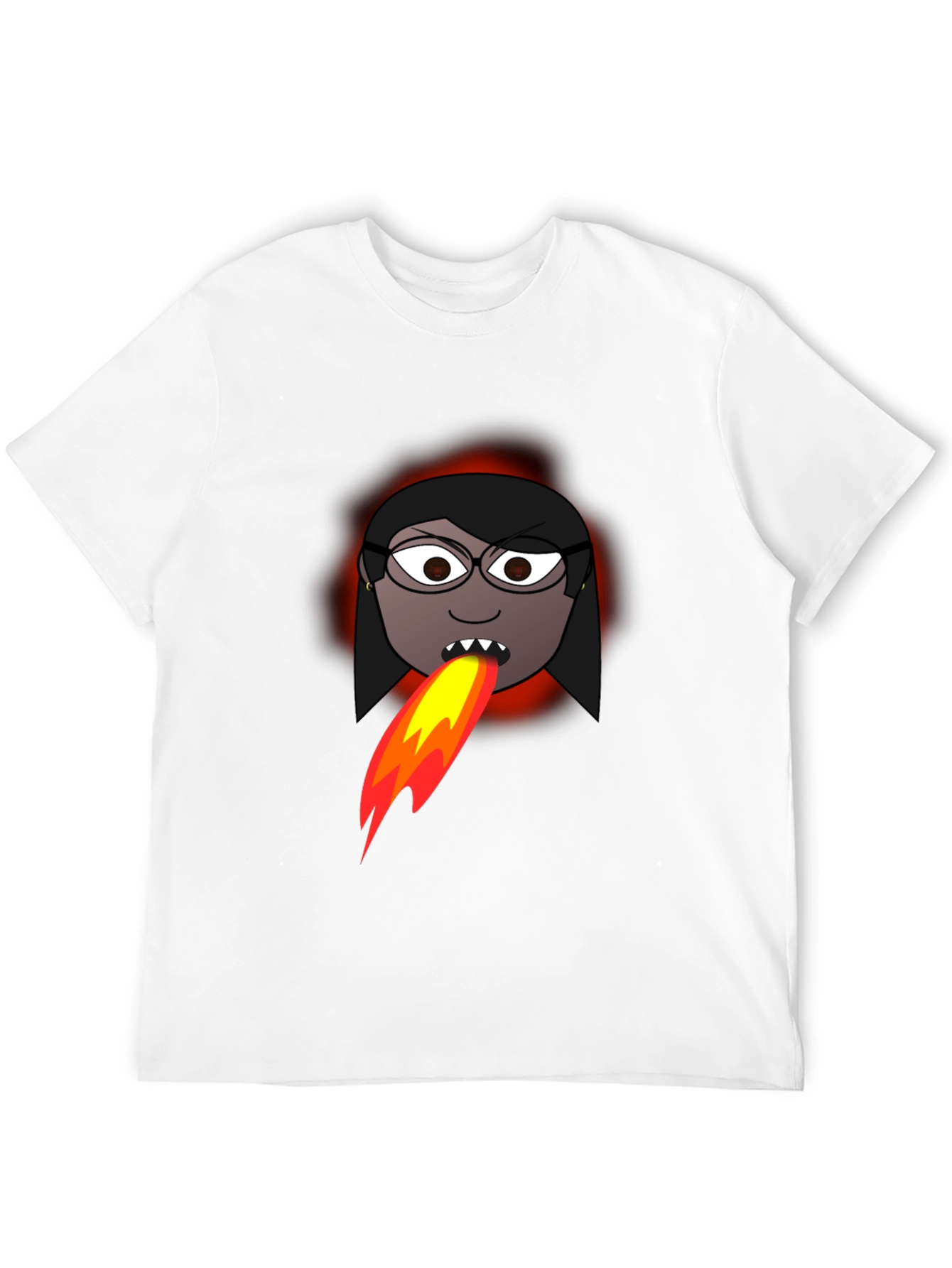 Fiery Cartoon Woman Graphic Tee