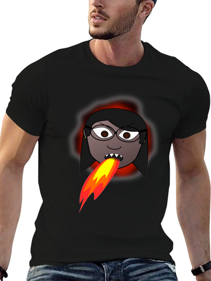 Fiery Cartoon Woman Graphic Tee