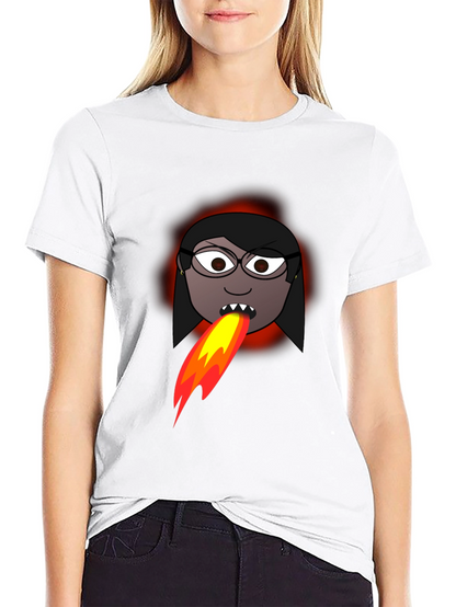 Fiery Cartoon Woman Graphic Tee