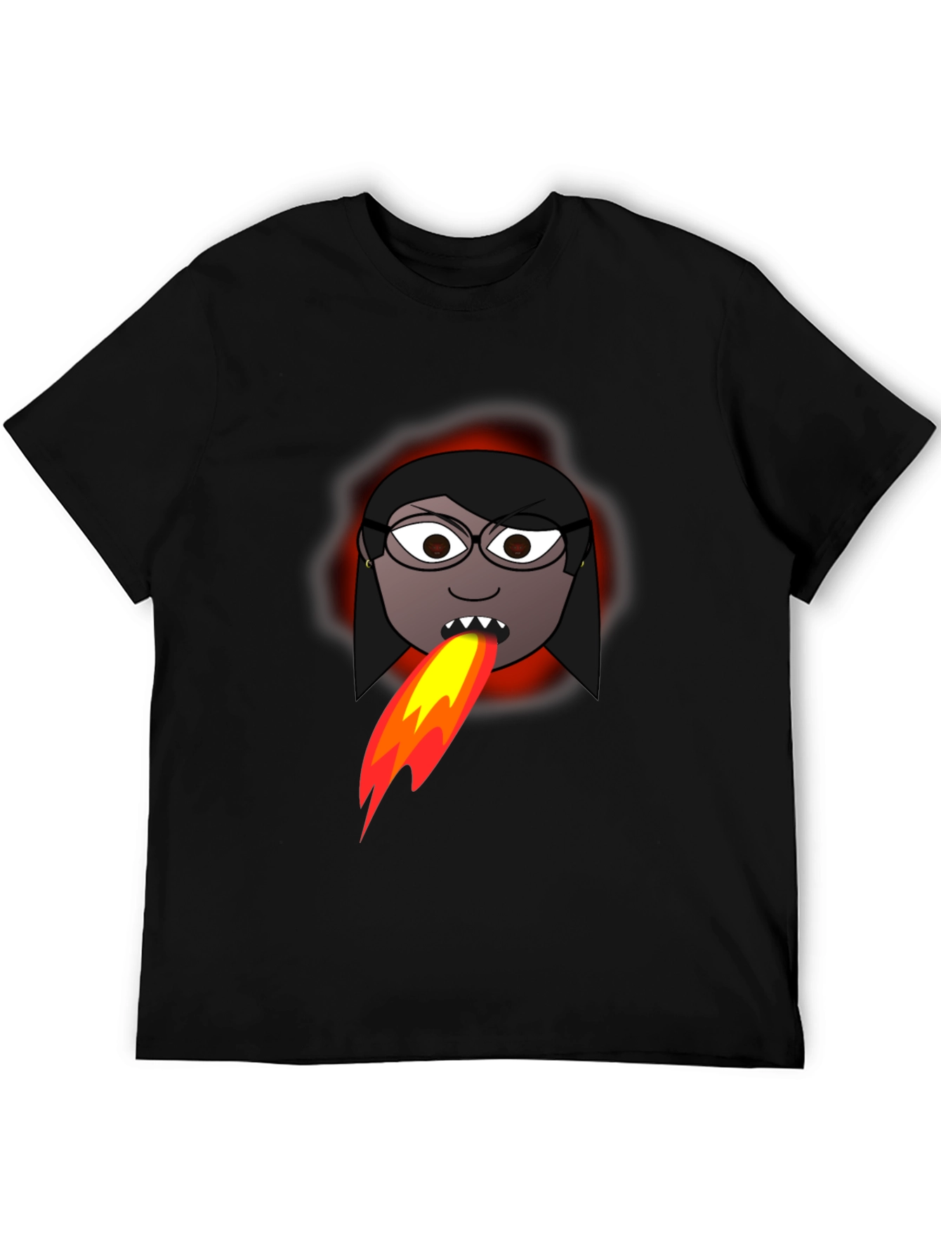 Fiery Cartoon Woman Graphic Tee