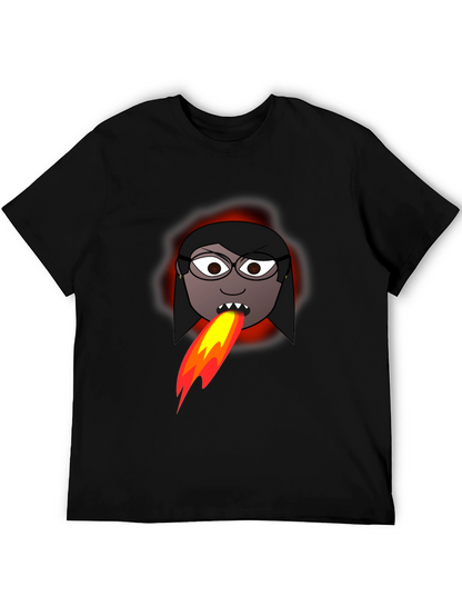 Fiery Cartoon Woman Graphic Tee