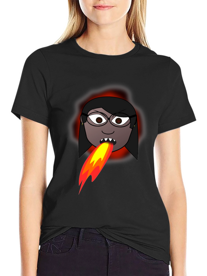 Fiery Cartoon Woman Graphic Tee