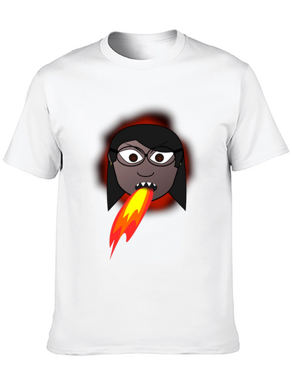 Fiery Cartoon Woman Graphic Tee