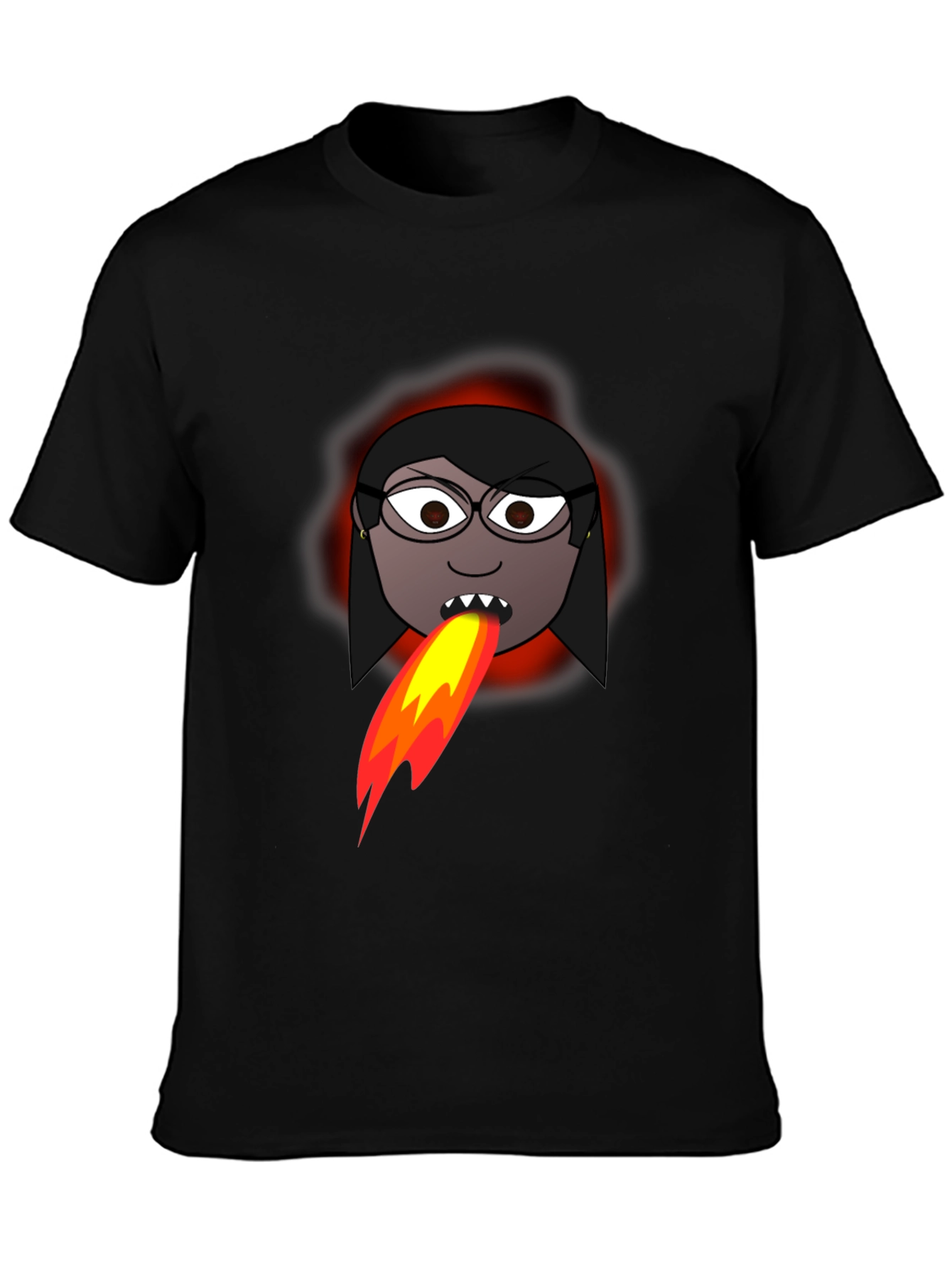 Fiery Cartoon Woman Graphic Tee