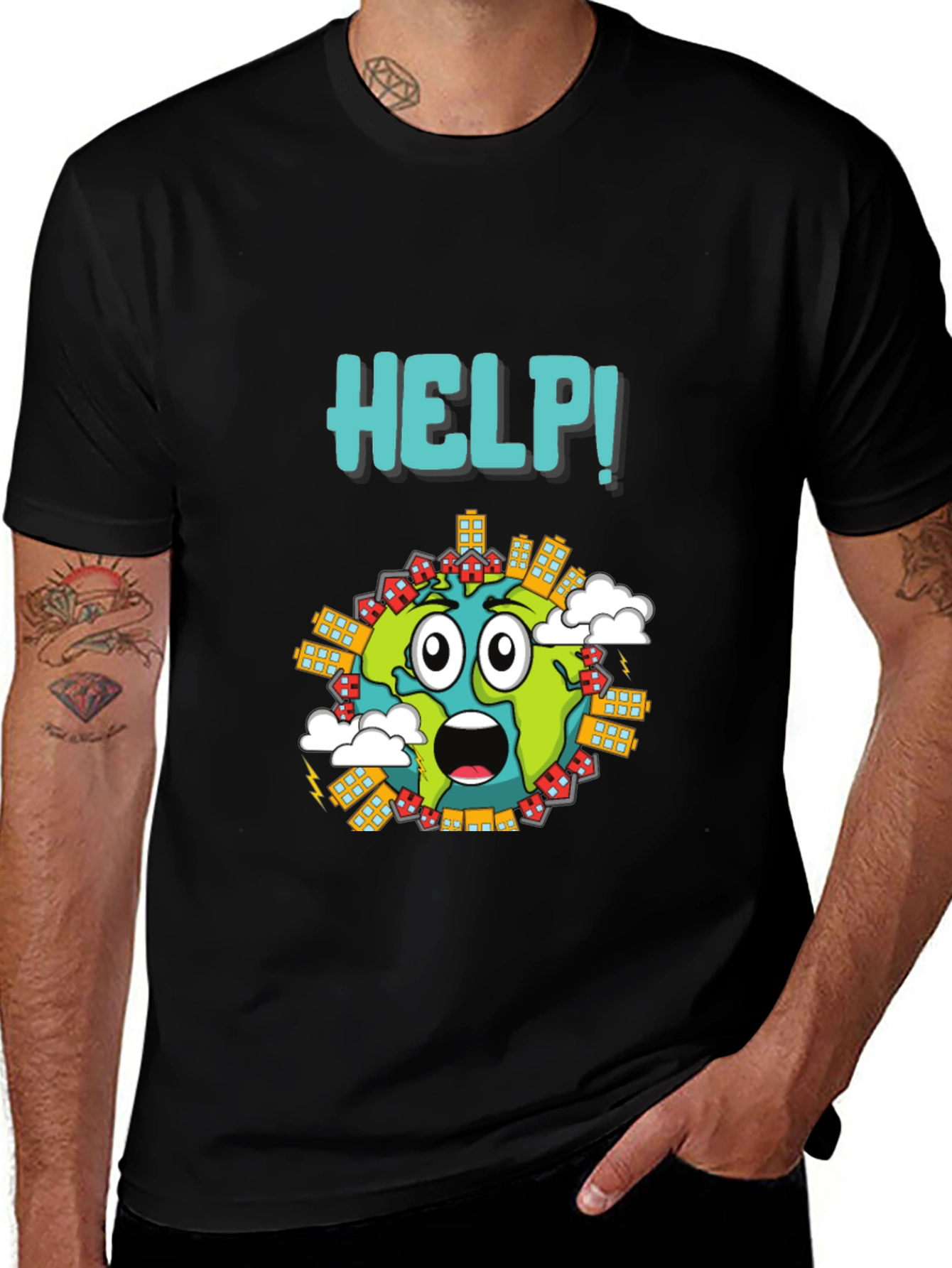 Distressed Earth Graphic T-Shirt - Save the Planet Tee