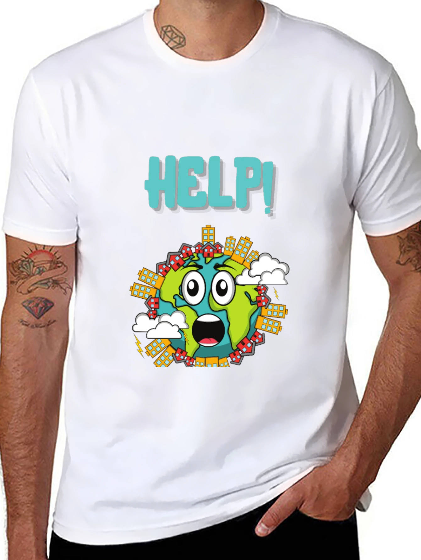 Distressed Earth Graphic T-Shirt - Save the Planet Tee