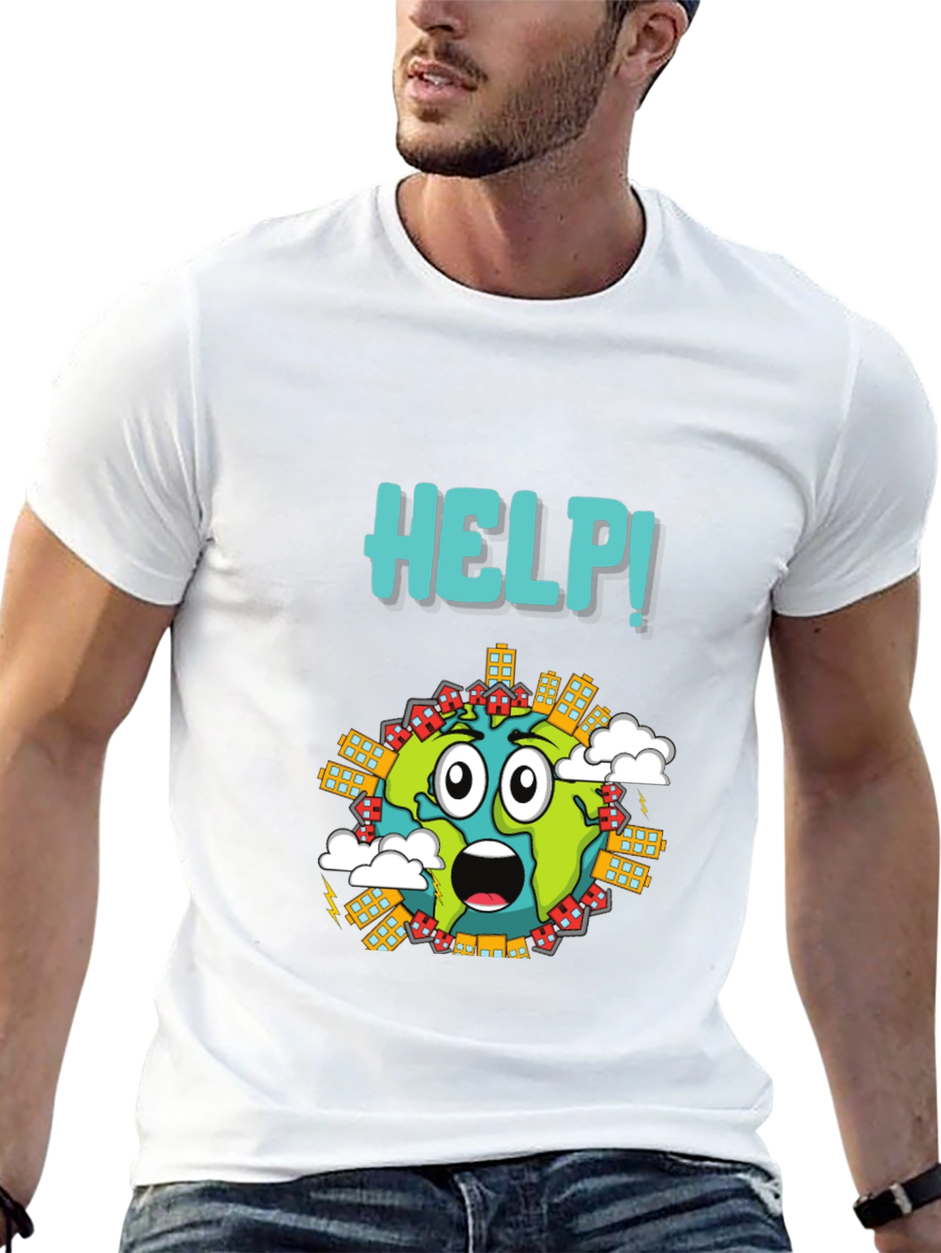 Distressed Earth Graphic T-Shirt - Save the Planet Tee