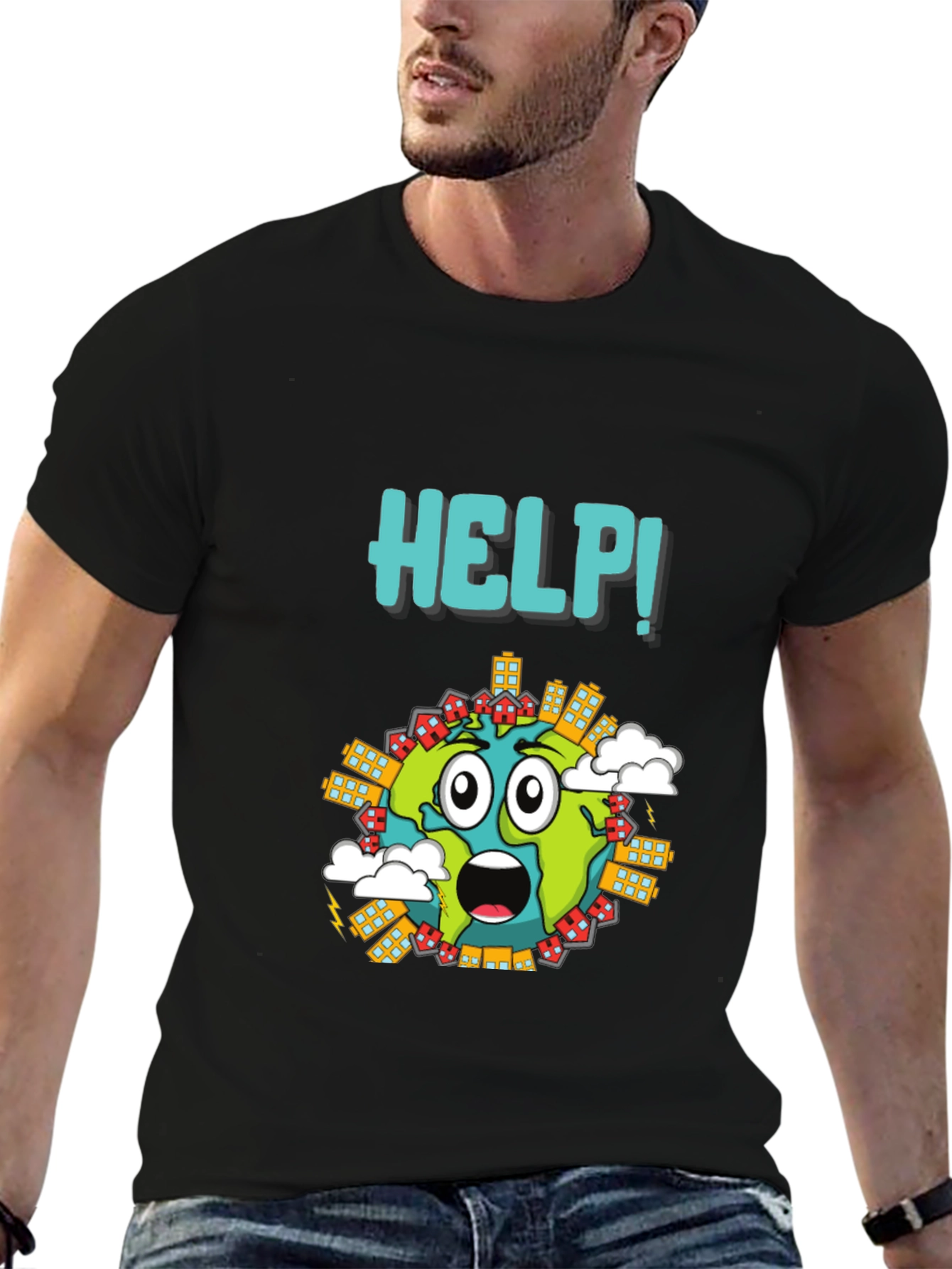 Distressed Earth Graphic T-Shirt - Save the Planet Tee