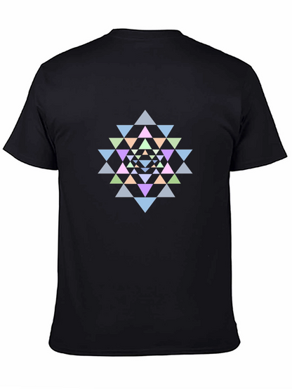 Geometric Mandala Graphic Tee - Black Cotton T-Shirt