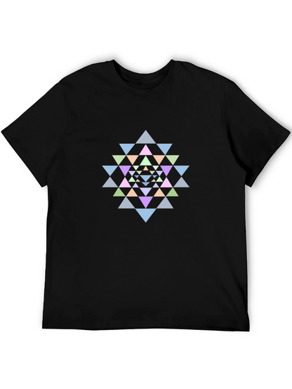 Geometric Mandala Graphic Tee - Black Cotton T-Shirt