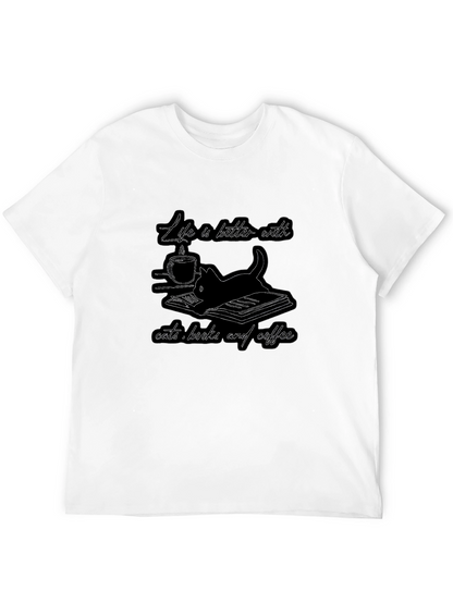Life is Better with Cats Books and Coffee T-Shirt