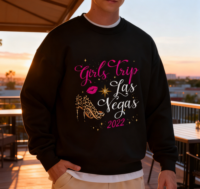 2022 Las Vegas Girls Trip Leopard Shoe Crewneck Sweatshirt