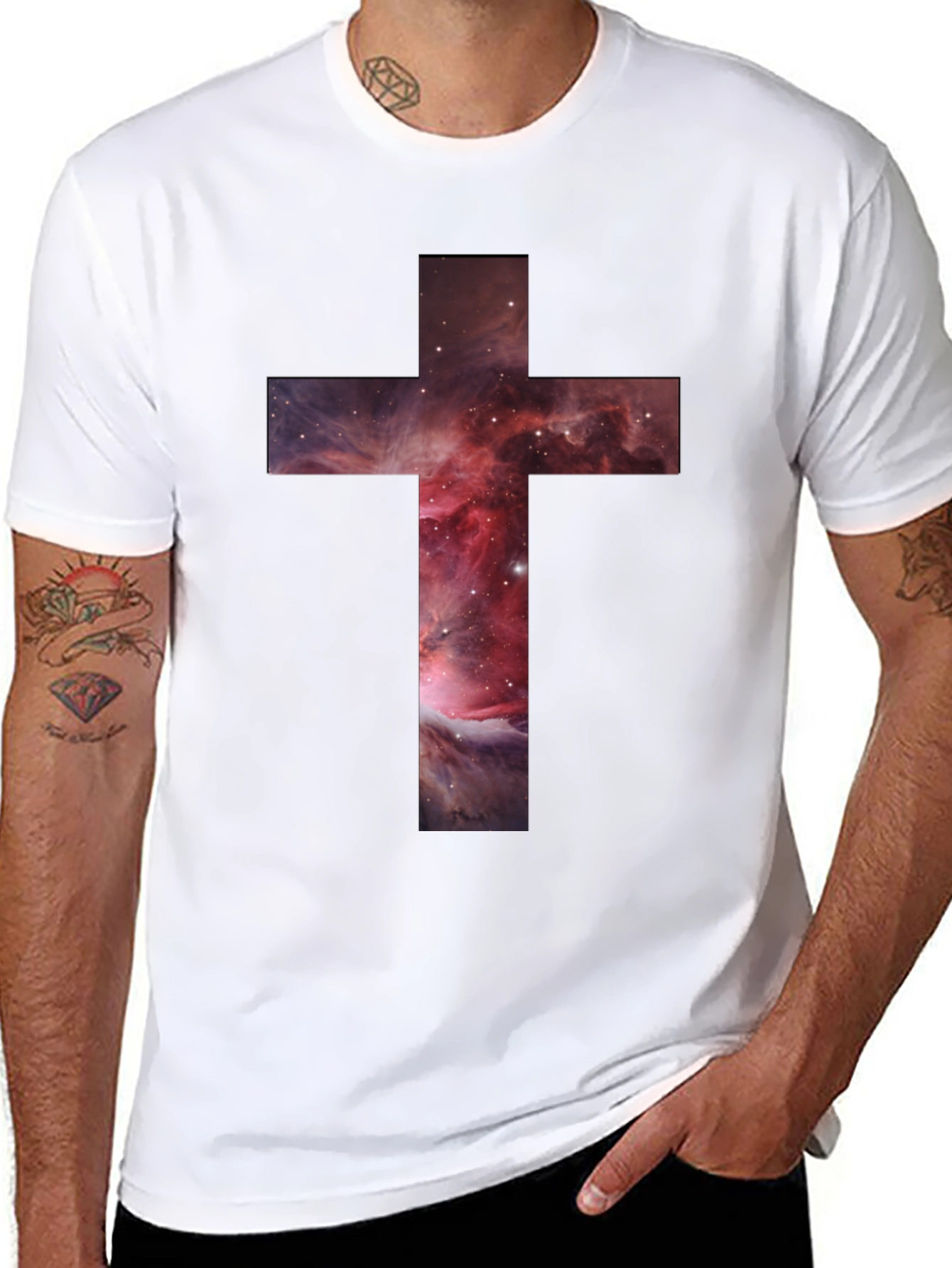 Nebula Cross Graphic Tee - Stylish Christian Apparel