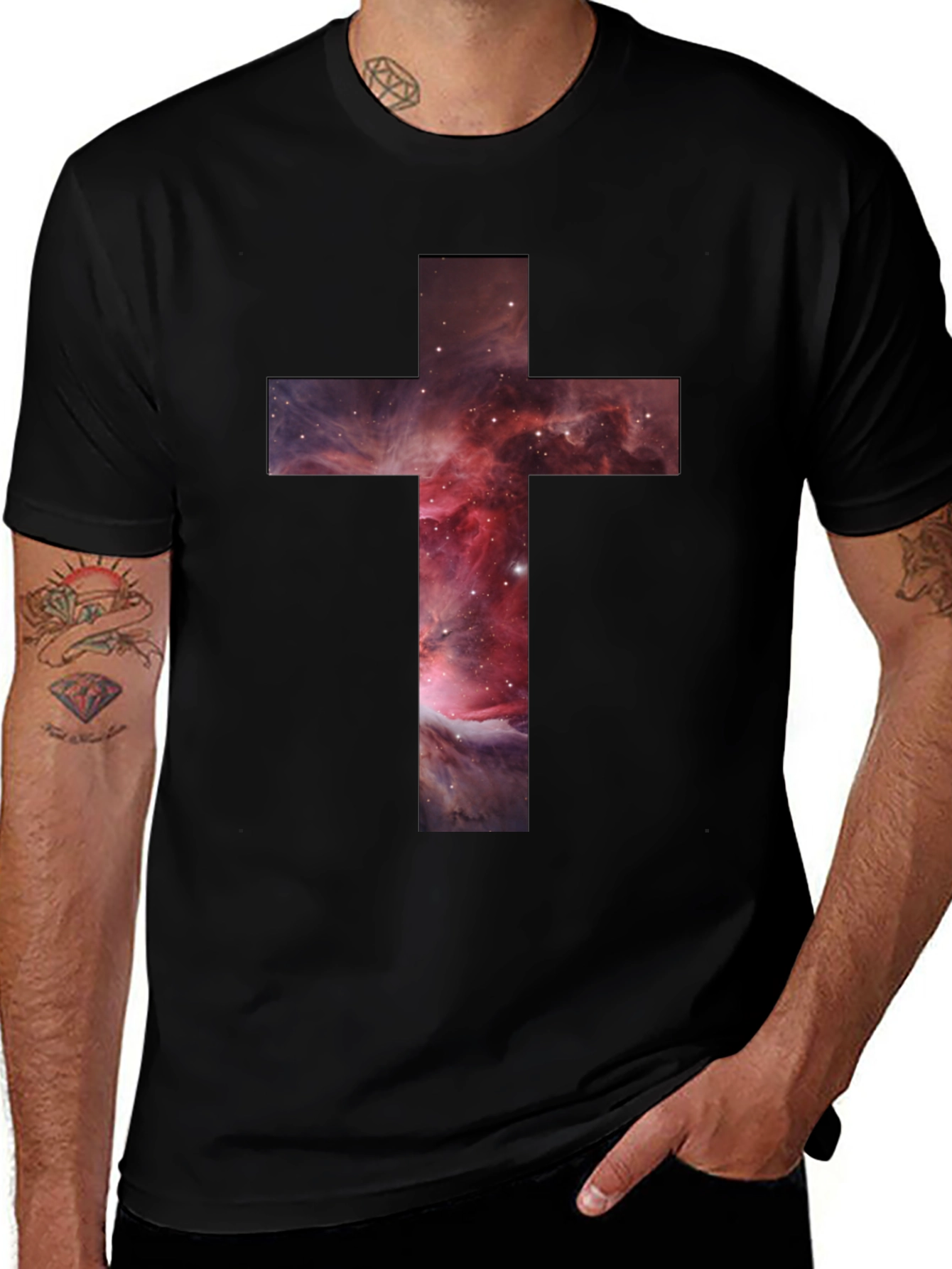 Nebula Cross Graphic Tee - Stylish Christian Apparel