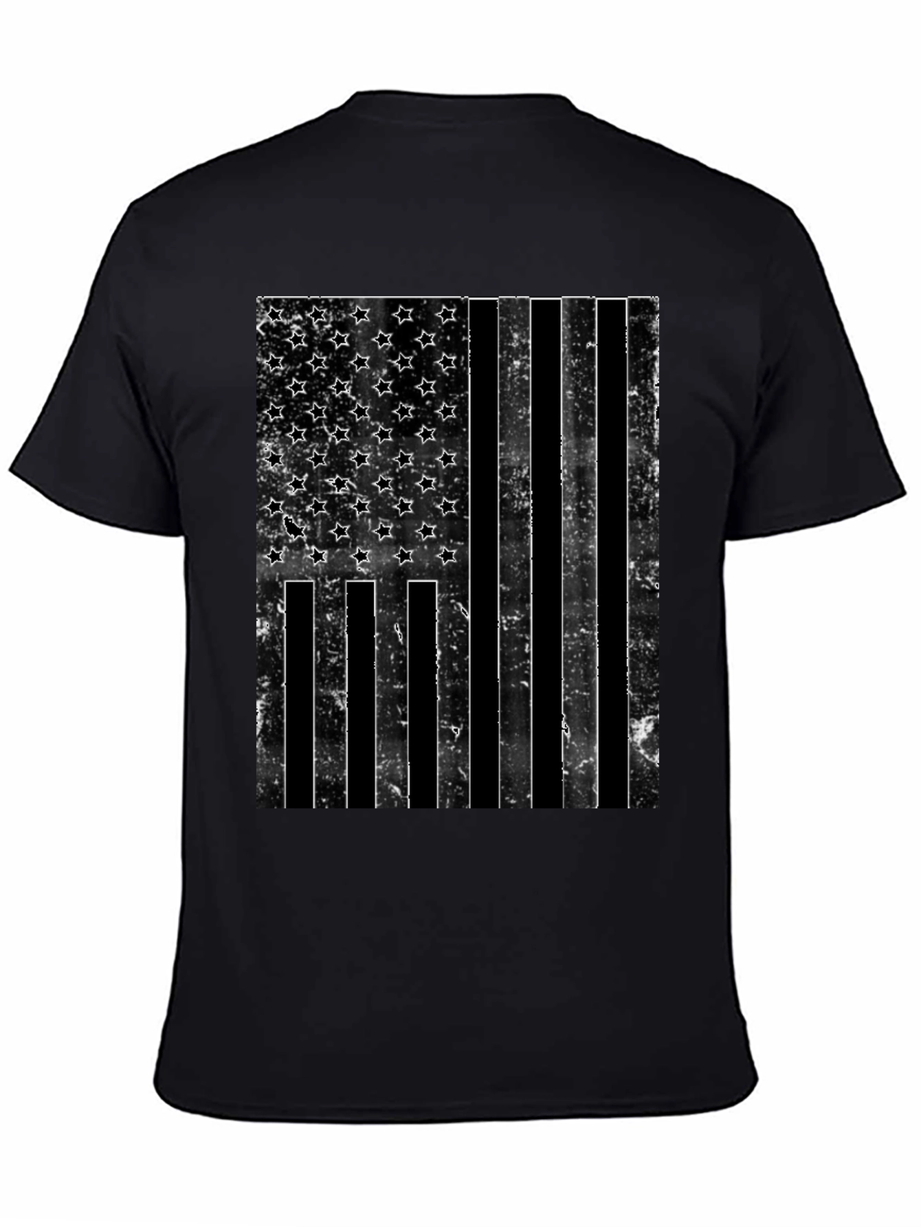 Distressed American Flag Graphic Tee - Black