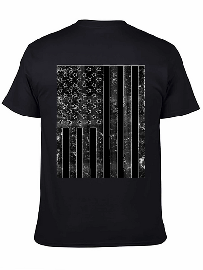 Distressed American Flag Graphic Tee - Black